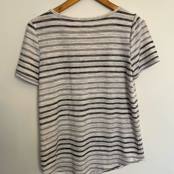 Reitmans Striped Short Sleeve Top - Gray and Black - Picture 5 of 5